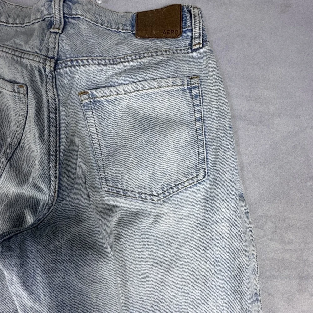 Aeropostale‎ Womens Mom Jeans Light Blue Washed Denim Casual Ripped Distressed 4